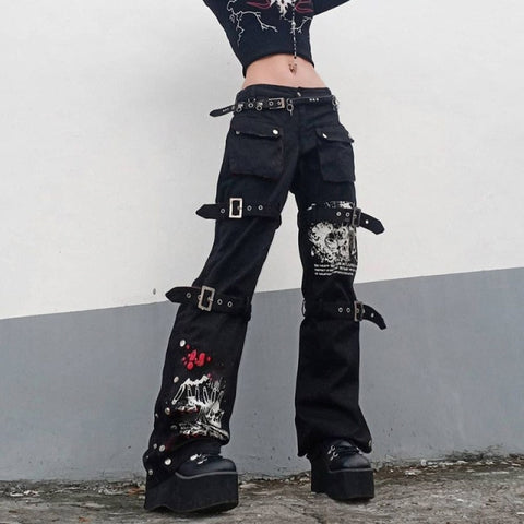 "Techno Punk" Belted High-waisted Cargo pants